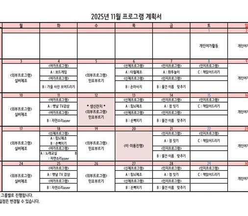 25년 11월 프로그램 계획서